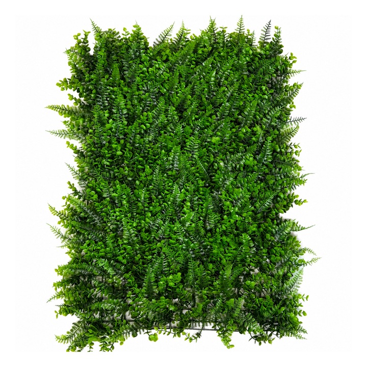 Perete decorativ artificial verde 40 x 60 cm panou plante artificiale tip gard viu interior exterior design natural, Grass lung, HAPPY JOKER®