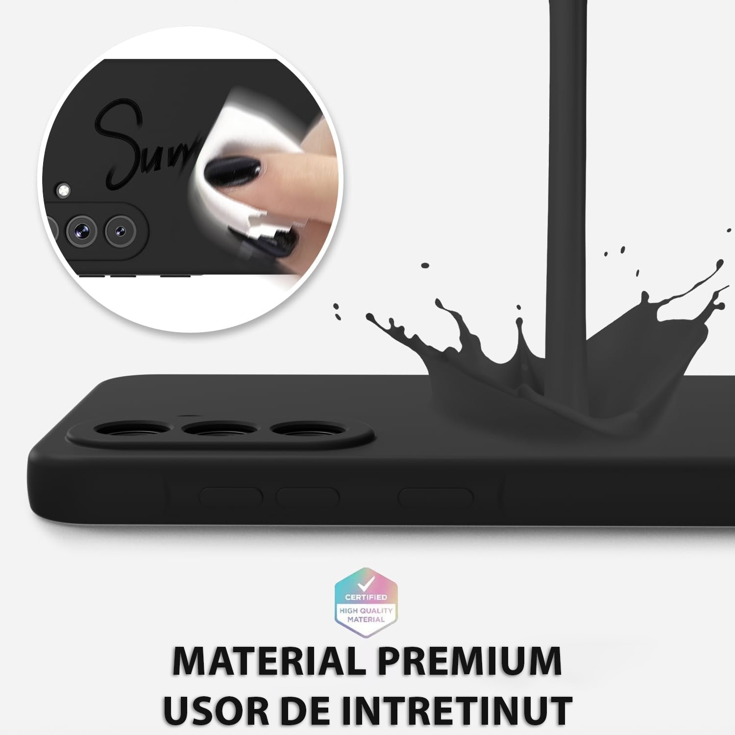 Husa pentru Samsung Galaxy A57 5G Daden® Silicon Soft, Ultra Slim, Protectie sporita, Interior de microfibra, Negru