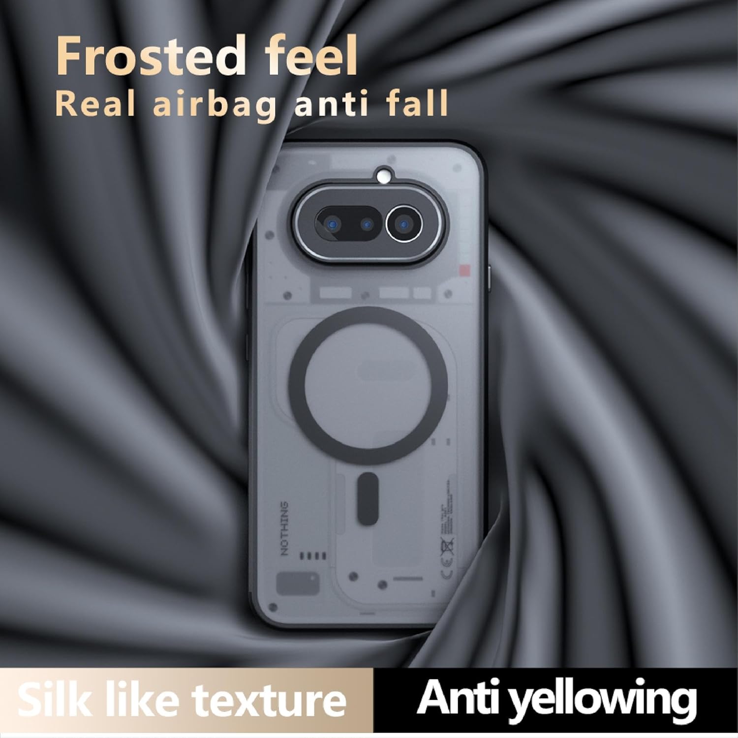 Husa premium pentru Nothing Phone (4a) CareFree Defender, cu MagFit, Design Slim & Protectie Completa, Never-Yellow, anti-amprente - negru mat