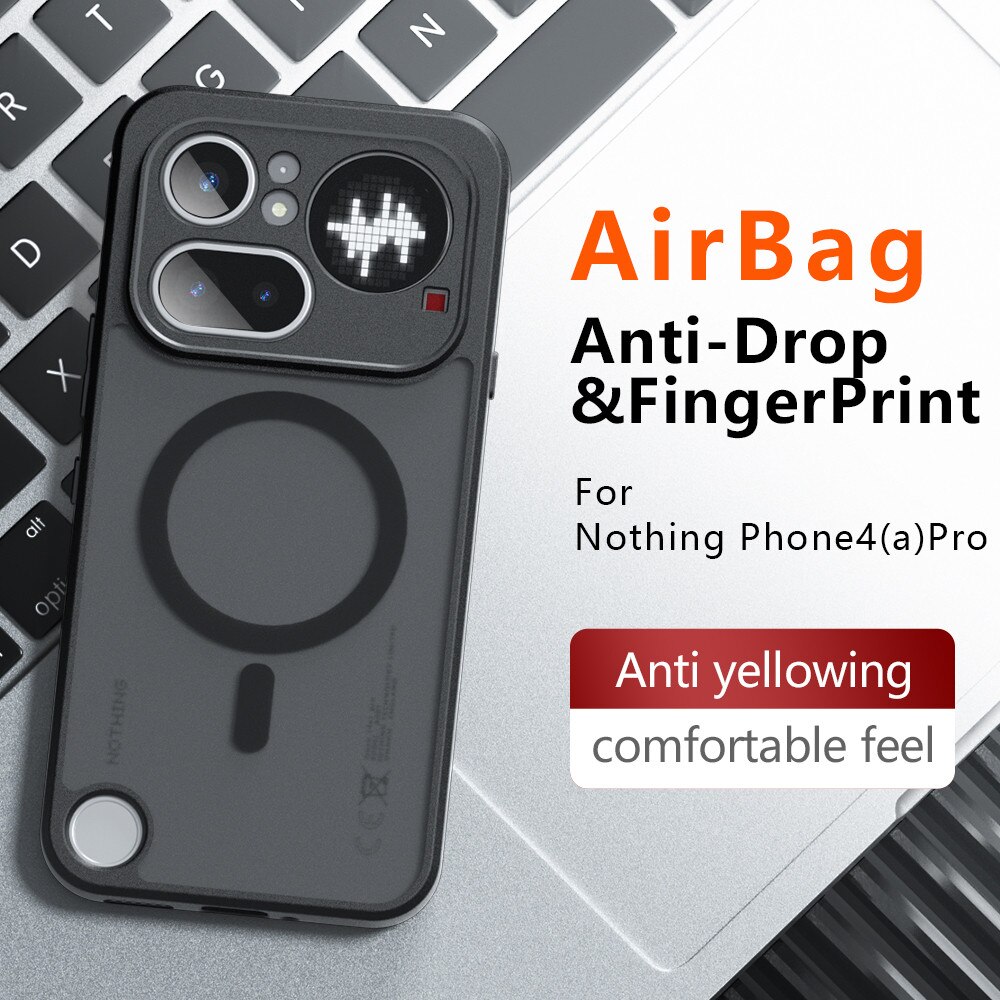 Husa premium pentru Nothing Phone (4a) Pro CareFree Defender, cu MagFit, Design Slim & Protectie Completa, Never-Yellow, anti-amprente - negru mat