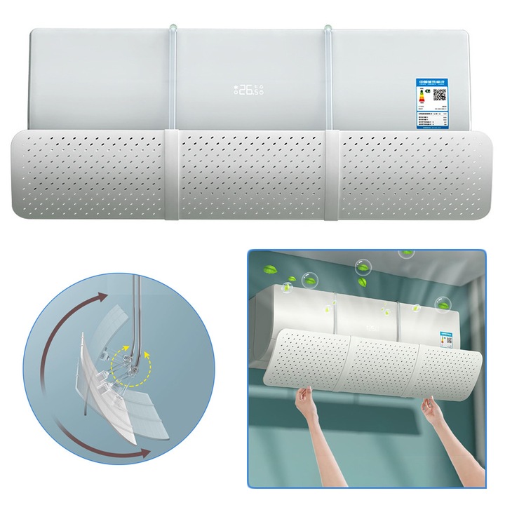 Deflector Universal Pentru Aer Conditionat, Deflector De Aer Conditionat Portabil Reglabil Pentru Parbriz, Scut De Aer Conditionat, Rece/Cald, Pentru Aparate De Aer Conditionat De Perete, 90x17.7cm