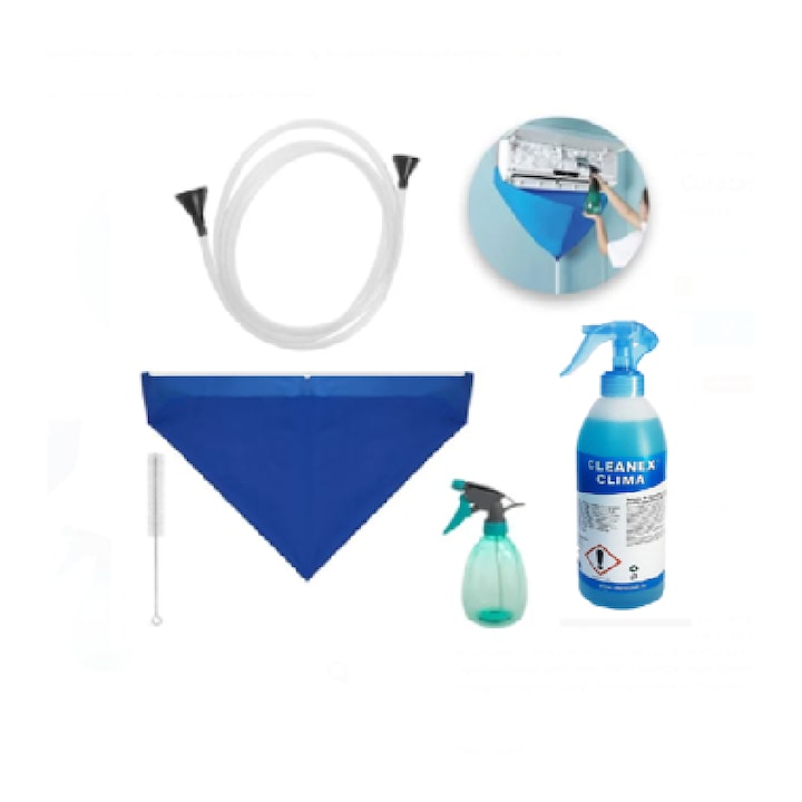 Légkondicionáló tisztító készlet, Cleanex Clima 500ml oldattal, ideális légkondicionáló berendezések fertőtlenítésére és tisztítására, citronella illattal