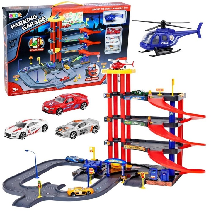 Leantoys 4 szintes parkolóház lifttel, 70 darabos, többszínű, 3+