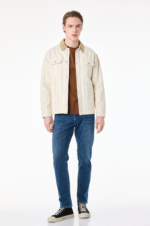 KOTON, Blugi regular fit cu buzunare, Albastru inchis