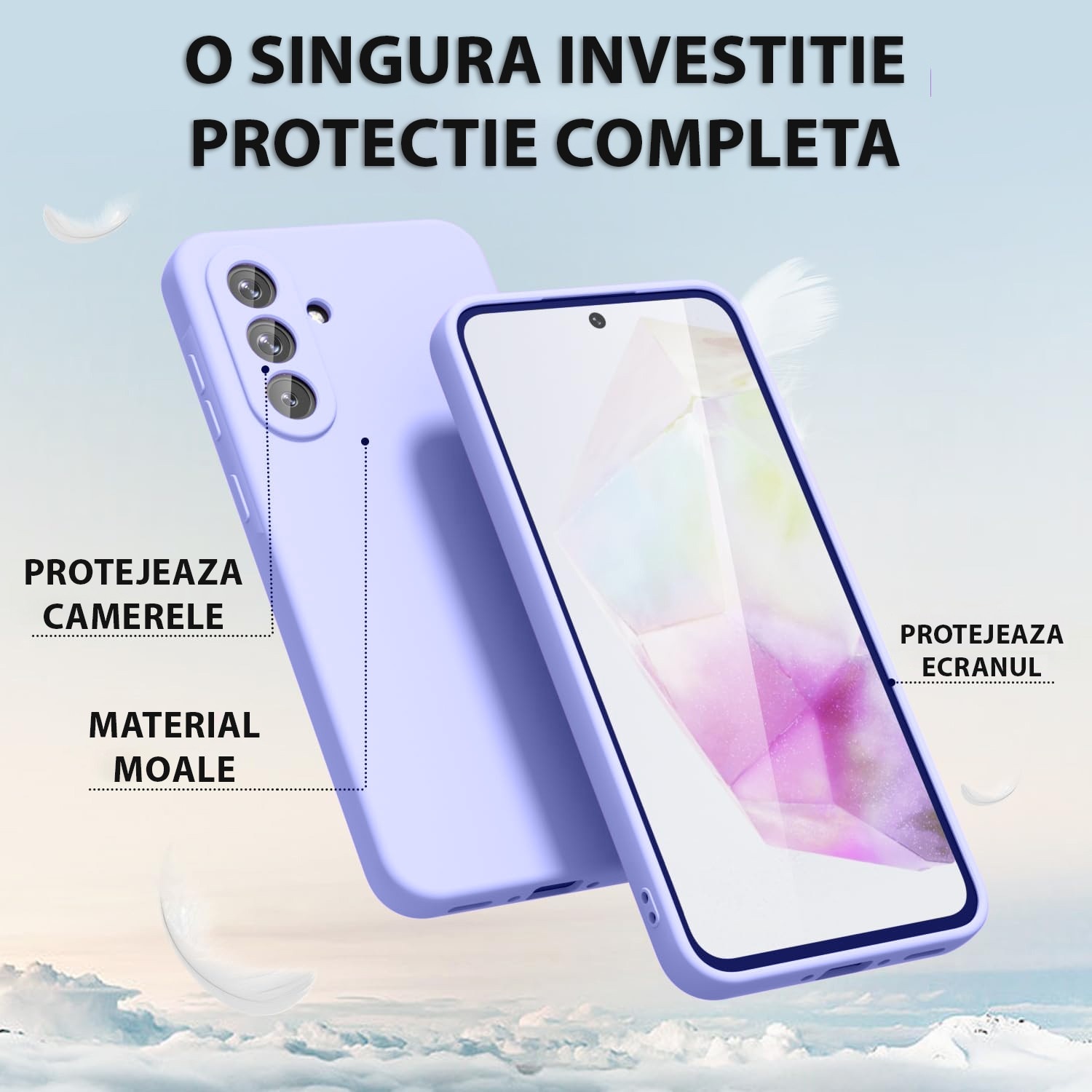 Husa pentru Samsung Galaxy A57 5G Daden® Silicon Soft, Ultra Slim, Protectie sporita, Interior de microfibra, Mov