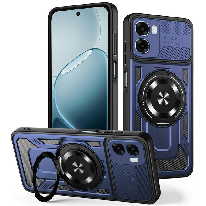 Калъф, съвместим с Oppo A6x 4G / Oppo A6x 5G / Oppo A6k 4G, Stef's Cat, RuggedCam, син