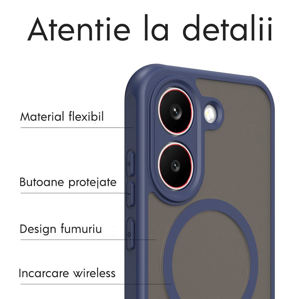 Husa pentru Xiaomi Poco X8 Pro Daden® HaloFrost II, MagSafe, Antisoc, Incarcare wireless, Calitate Premium, Albastru