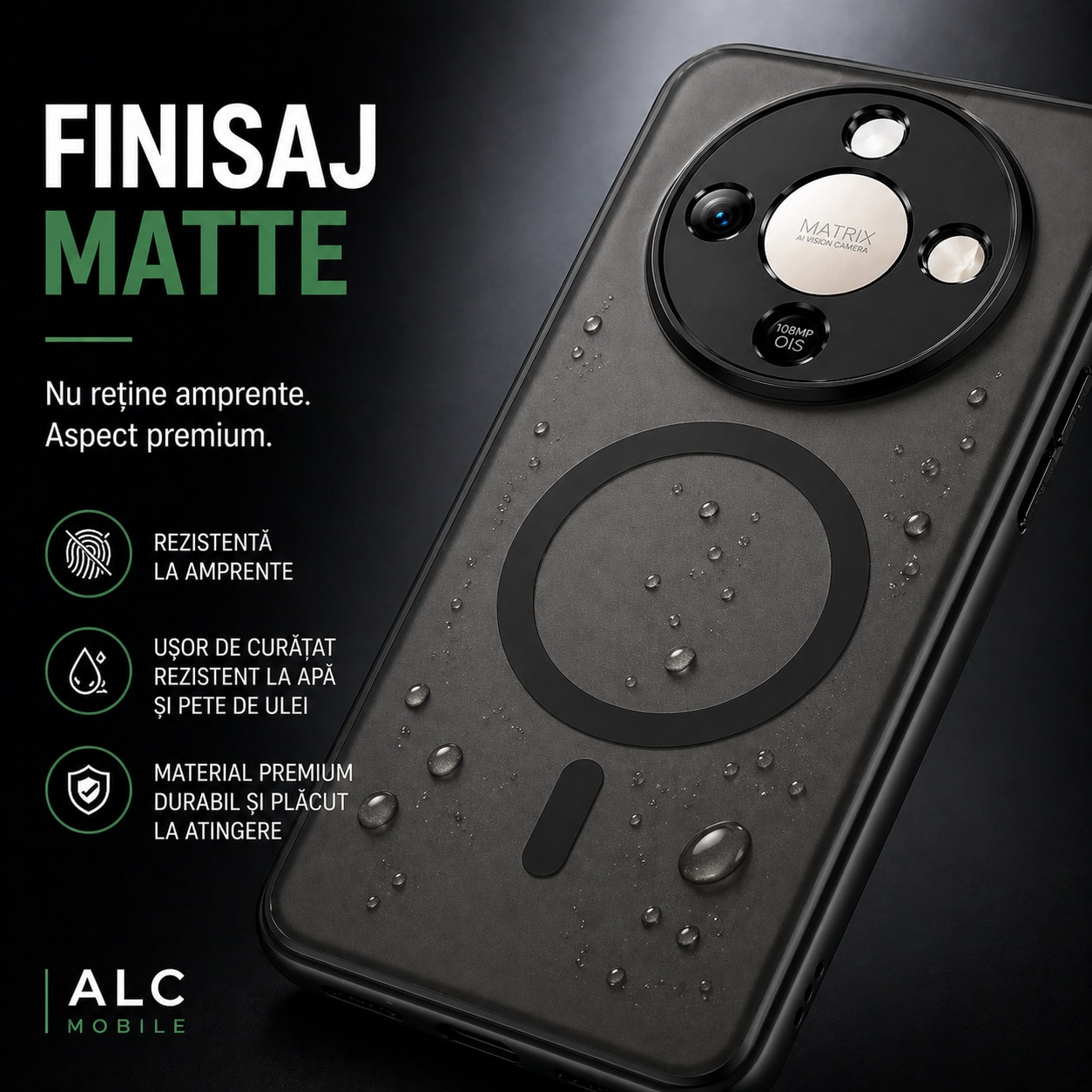 Husa pentru Honor Magic 8 Lite, Matte MagSafe, Protectie 360, Anti-Soc, Protectie Camera, Negru