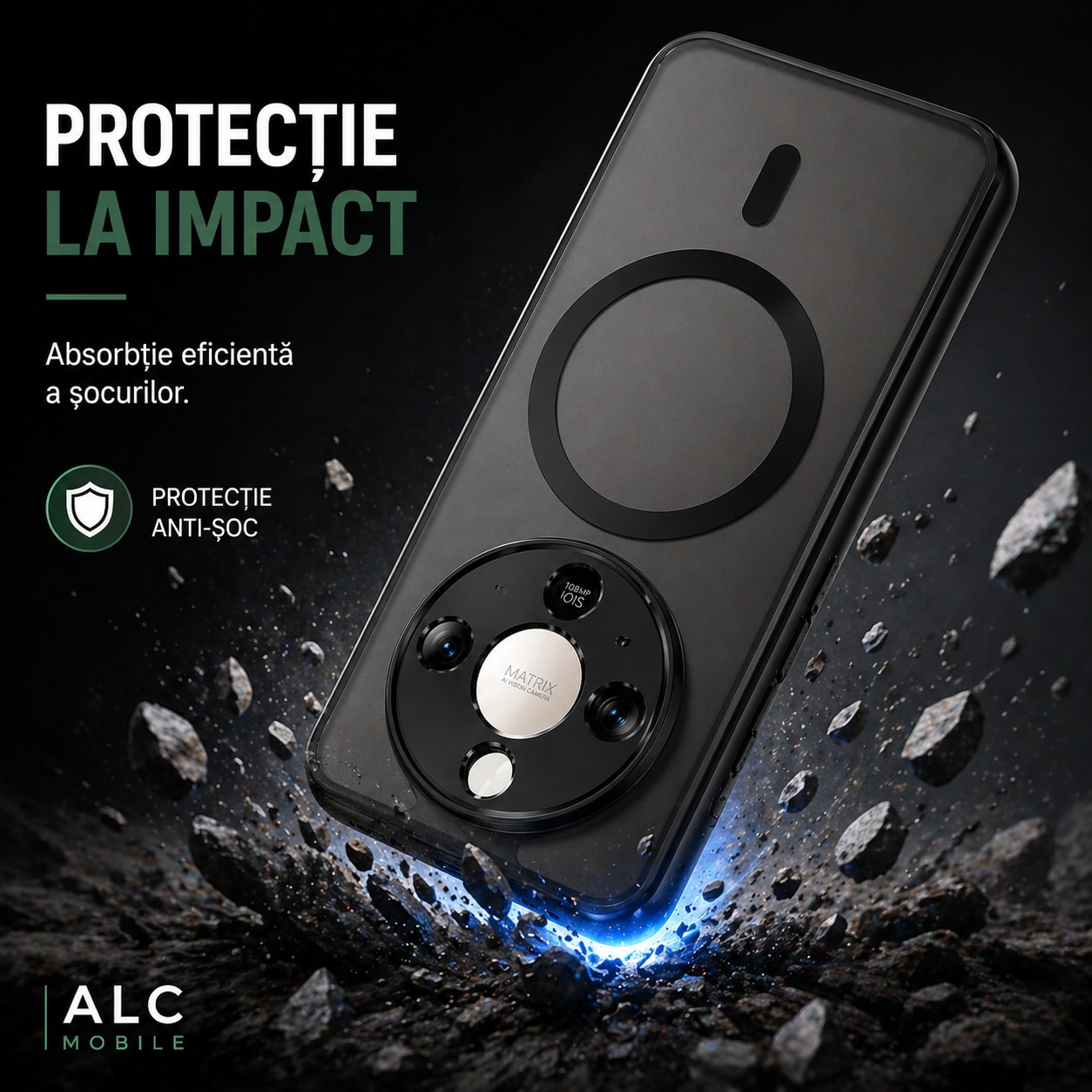 Husa pentru Honor Magic 8 Lite, Matte MagSafe, Protectie 360, Anti-Soc, Protectie Camera, Negru