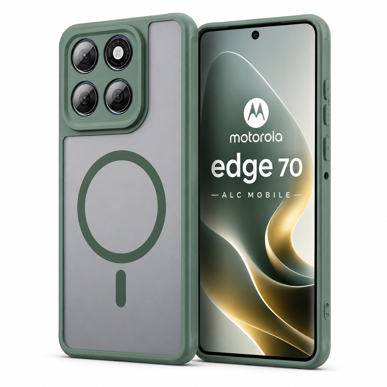 Husa pentru Motorola Edge 70, Matte MagSafe, Protectie 360, Anti-Soc, Protectie Camera, Verde