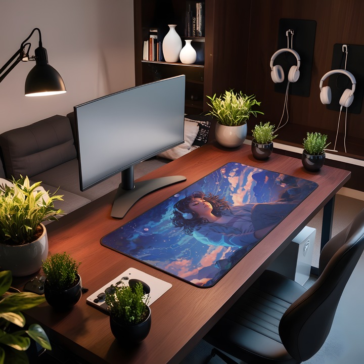 Mousepad Deskmat Lofi girl surreal 800x400x4 mm margini cusute Oktane