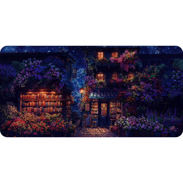 Mousepad Deskmat Cozy shop night 800x400x4 mm margini cusute Oktane