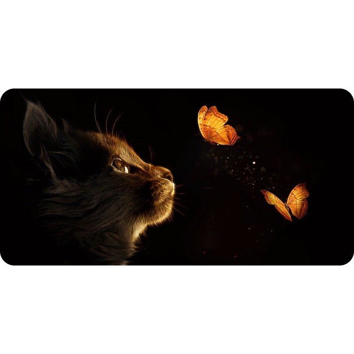 Mousepad Deskmat Kitten butterflies 800x400x4 mm margini cusute Oktane