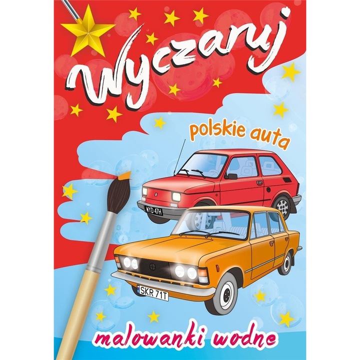 Skrzat vizes kifestőkönyv, lengyel autók, 8 oldal, többszínű