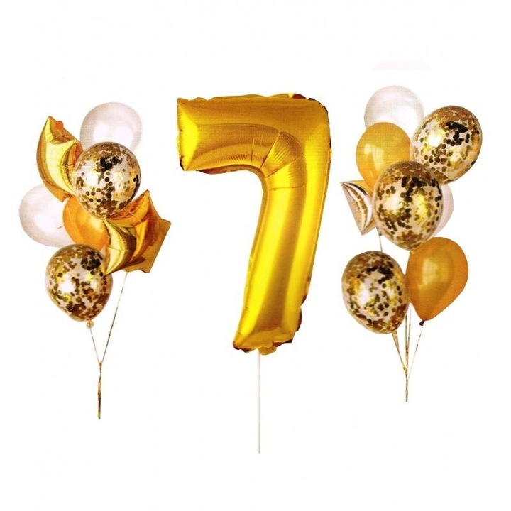 GoParty léggömb szett, 7-es szám, többszínű, 16 darab, fólia és latex
