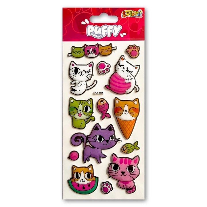 Stickere decorative Penmate Puffy Kittens multicolor 9x21cm