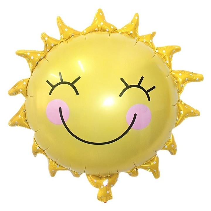 Balon folie/mylar Godan Slonce, forma soare 52x52 cm, pentru umplere cu heliu, folie metalizata, galben, 1 buc