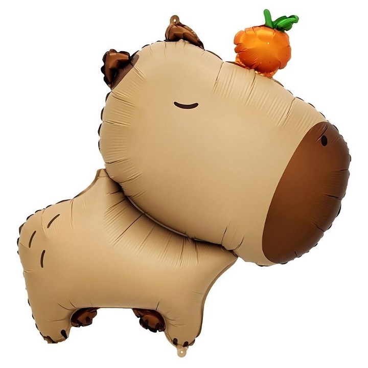 Balon folie Godan Kapibara, in forma de capibara, cu portocala, multicolor, 47x64 cm
