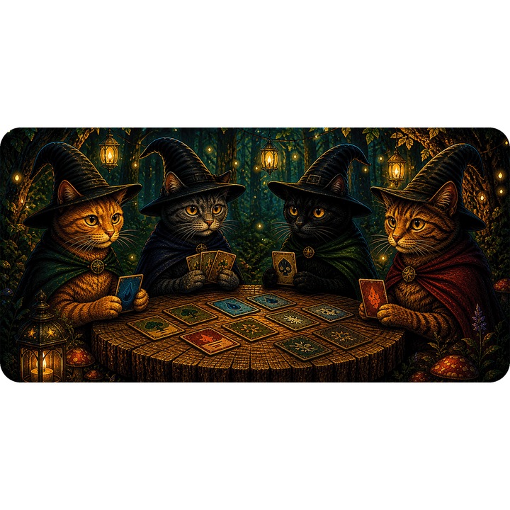 Mousepad Deskmat Mystic cats poker 800x400x4 mm margini cusute Oktane