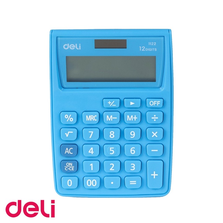 Calculator de buzunar Deli 1122, 12 cifre, alimentare dubla, pentru birou si uz fiscal