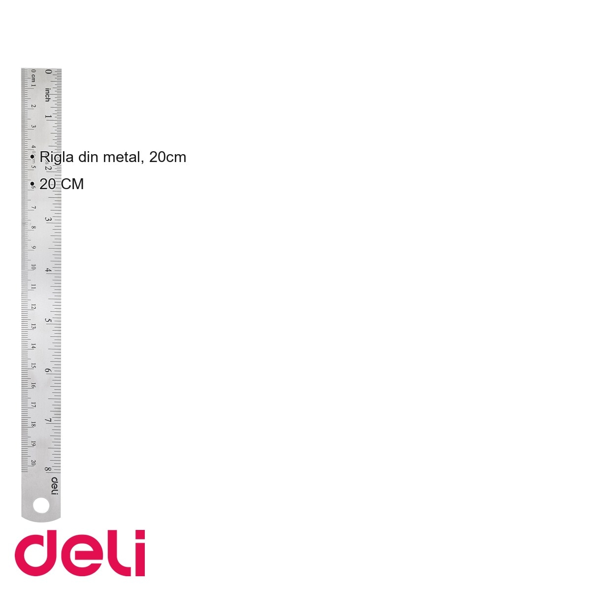 Rigla metalica Deli 20 cm, rezistenta si precisa, pentru scoala si ...