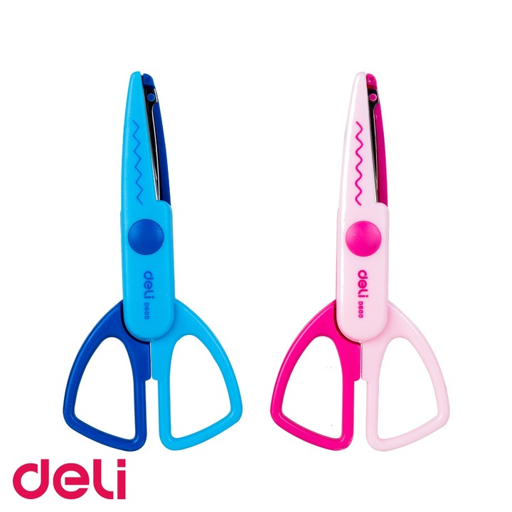 Foarfeca scolara de crafting Deli, lama inox 13.5 cm, design inovator, pentru activitati creative