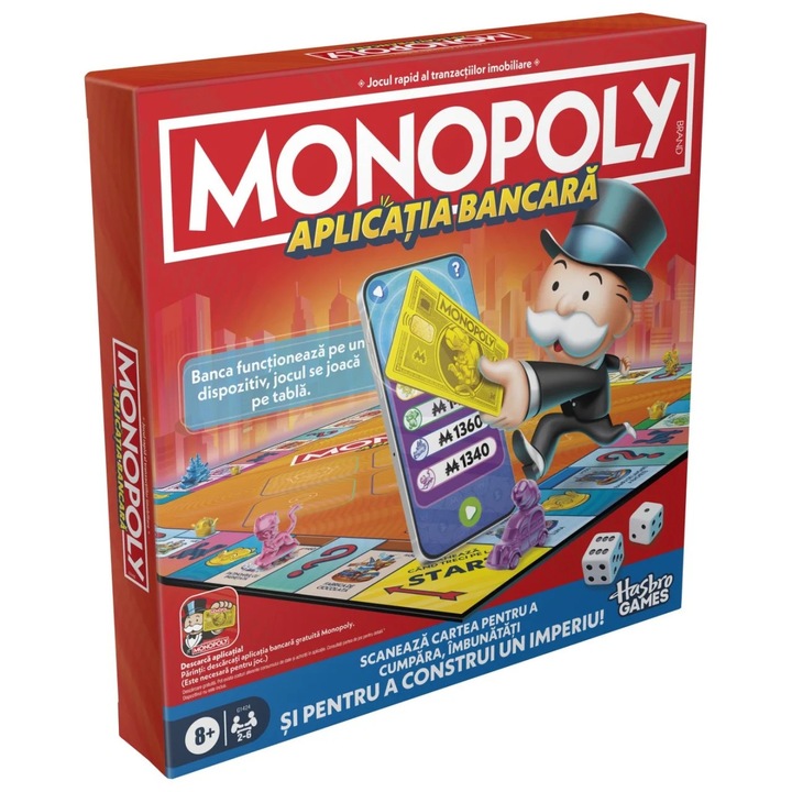 Joc de societate Monopoly, multicolor, 26.7x26.7x4.1cm, pentru copii de la 8 ani