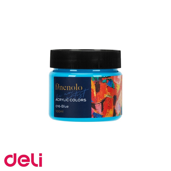 Culoare acrilica Deli Finenolo, albastru, 100 ml, acoperire intensa, pentru pictura si hobby