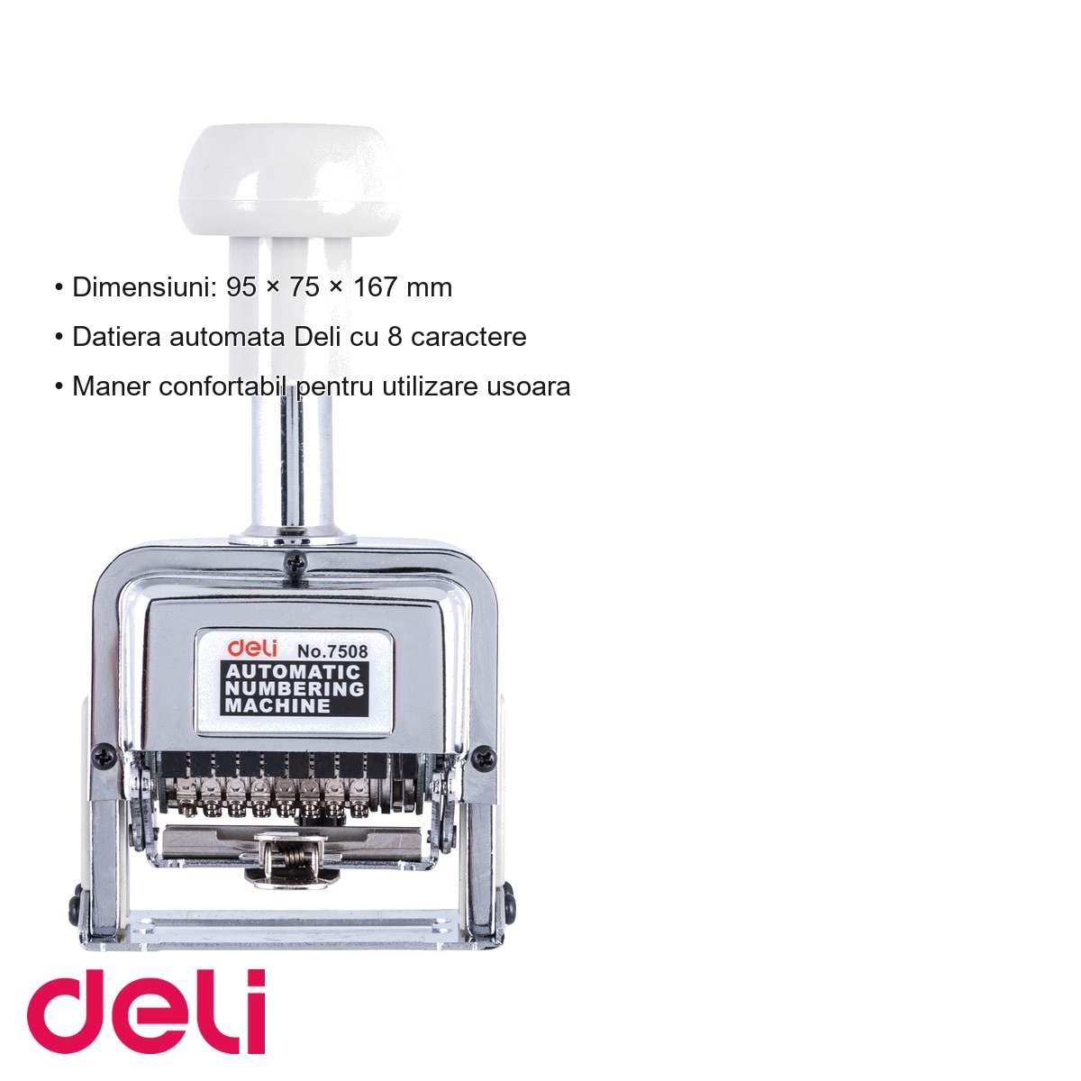 Datiera automata din metal Deli, 8 caractere, numerotare secventiala ...