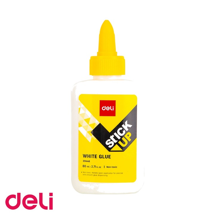 Aracet Deli 80ml, tub plastic cu varf subtire, adeziv alb non toxic, pentru aplicatii creative