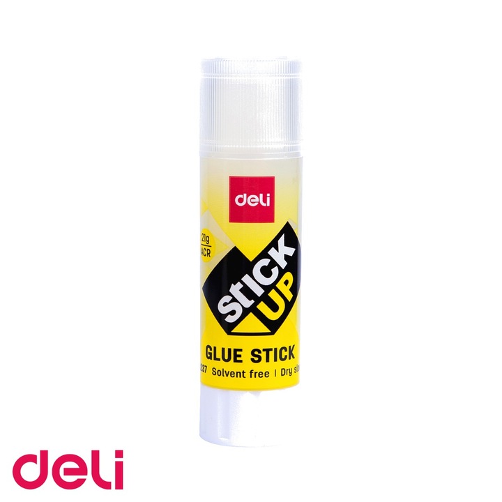 Lipici stick transparent Deli, 21g, uscare rapida, fara acizi, pentru birou si scoala