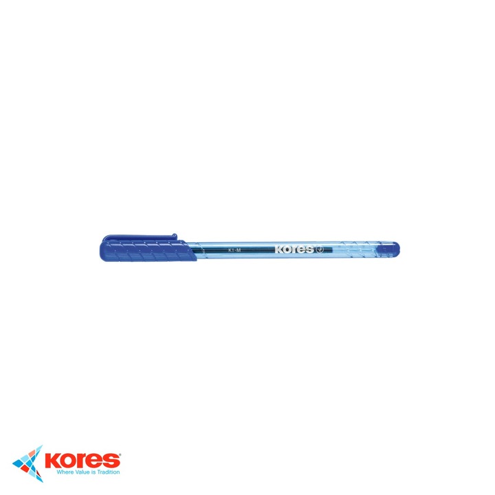 Pix unica folosinta Kores K1, varf 0.7 mm, cerneala albastra, scriere usoara pentru birou si scoala