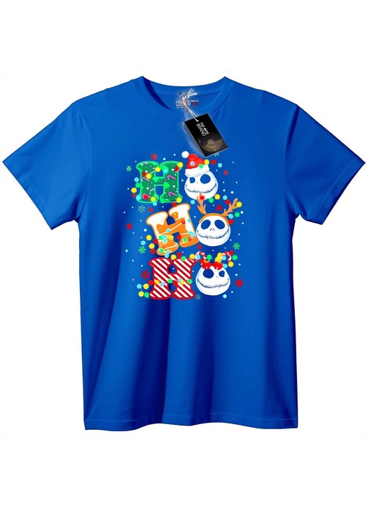 Tricou Petrecere de Halloween și Crăciun, Albastru, 6XL