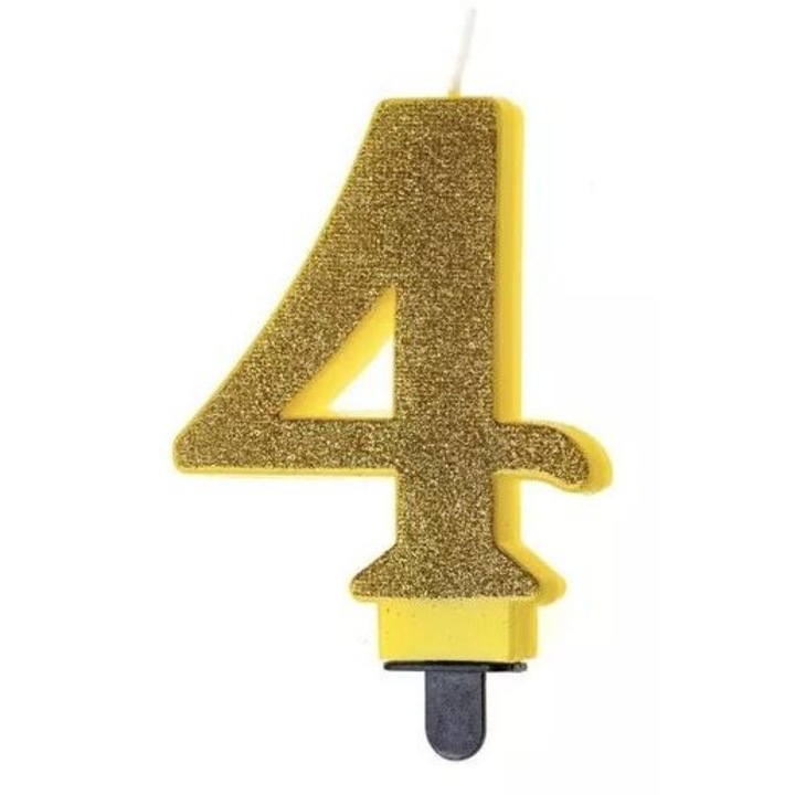 GoParty Születésnapi gyertya, csillámos, arany, 8 cm, többszínű