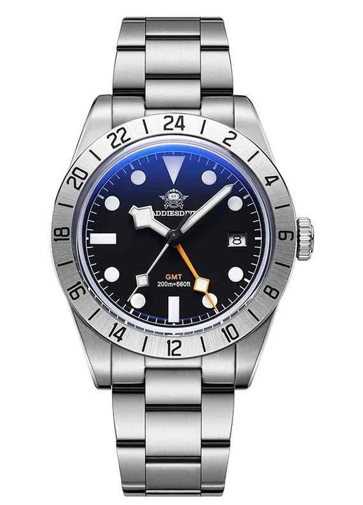 Ceas ADDIESDIVE AD2035 GMT, mecanism Ronda, 39mm, otel inoxidabil 316L, 200M rezistent la apa