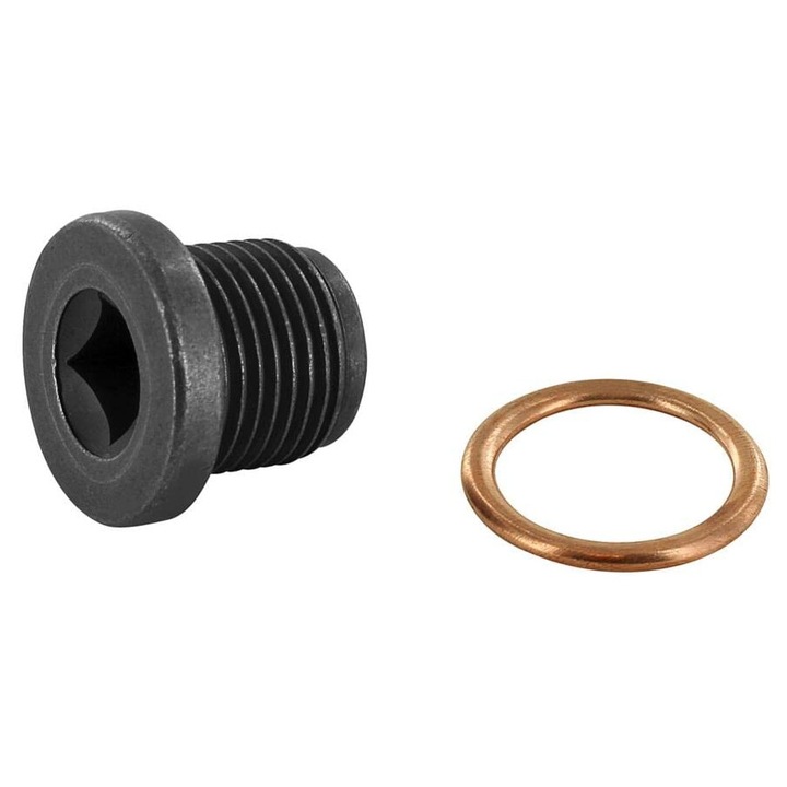 Vaico V46-0675 olajleeresztő csavar, M18 x 1,5, 16 mm menet, réz alátét mellékelve, kompatibilis Renault/Volvo, fekete/réz, 1 db