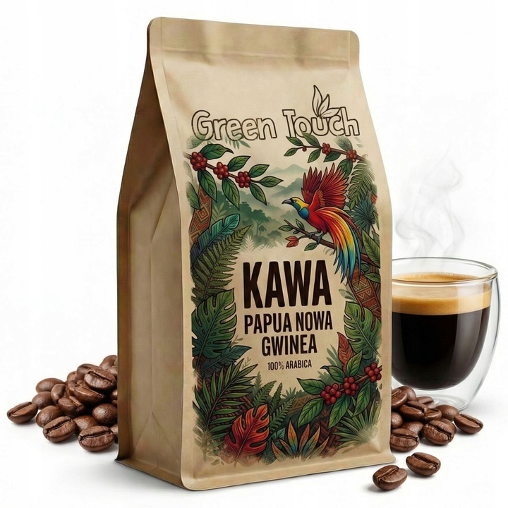 Cafea boabe Green Touch Papua New Guinea Sigiri AA Speciality, 100% Arabica, prajire medie, proces washed, note de ciocolata si citrice, fara amaraciune, 1 kg