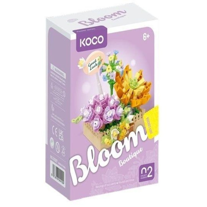 Строителен комплект Koco Bloom Boutique Сукуленти, свързващи се елементи, препоръчително за 6+, многоцветен, 295 части
