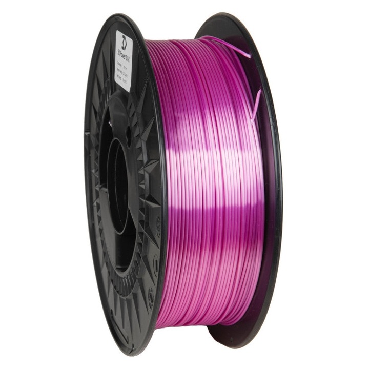 Filament 3DPower PLA SILK, nyomtatási fogyóeszköz, selymes hatású, alacsony zsugorodású, rózsaszín, 1.75mm, 1kg