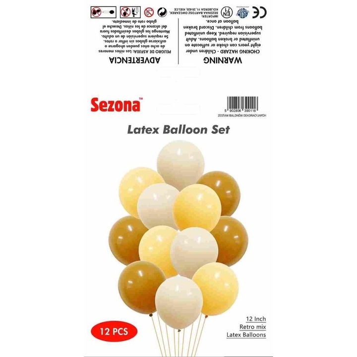 Baloane latex Sezona set 12 multicolor 12cm
