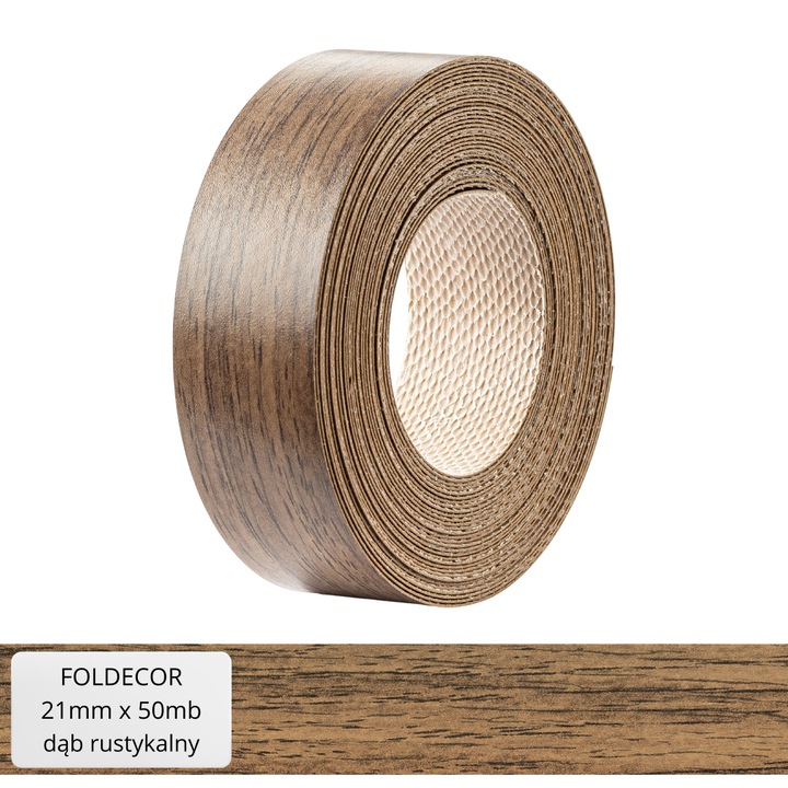 Banda melaminica pentru mobilier Foldecor, stejar rustic, 21mm x 50m