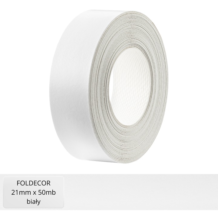 Fehér melamin élzáró szalag FOLDECOR 21mm x 50mb hőolvadó ragasztóval