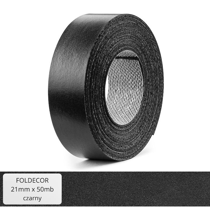 FOLDECOR melaminált élzáró termoplasztikus ragasztóval, könnyen felvihető, 21 mm, fekete, 50 fm