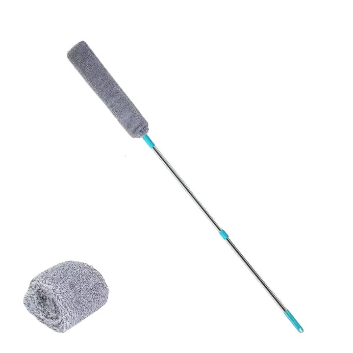 Perie de curatare cu microfibra, maner lung, 150cm, alb