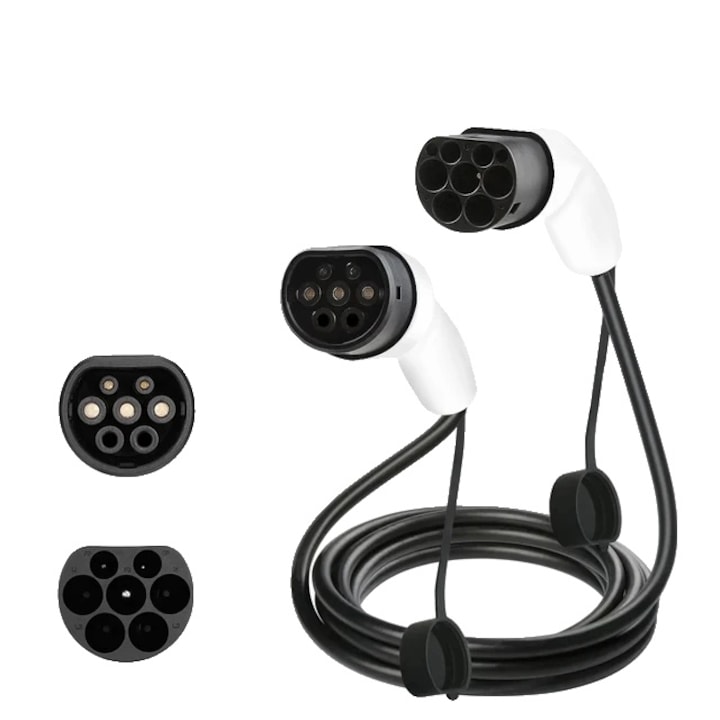 Cablu de incarcare EV Type 2 IEC 62196, 16A 1P 3.5kW, cupru si termoplastic, IP65, Negru, 3 m