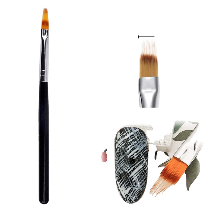 Pensula Nail Art duala, maner cu cristale, nylon, nr. 3