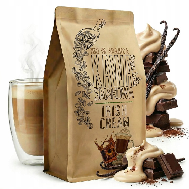 Cafea macinata aromata Green Touch Irish Cream 100% arabica, prajire medie, maro, 1 kg
