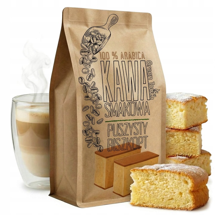 Cafea macinata aromatizata Green Touch Pandispan Pufos, 100% Arabica, aroma vanilie si unt, 1 kg