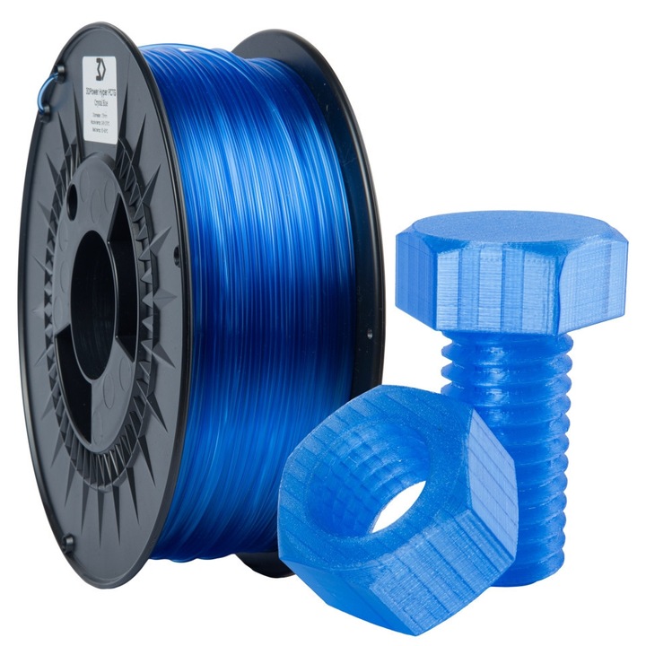 Filament 3D 3DPower Hyper PCTG, fokozott ütésállóság, gyors nyomtatásra optimalizálva akár 300 mm/s sebességig, kristálykék, 1 kg, 1.75 mm