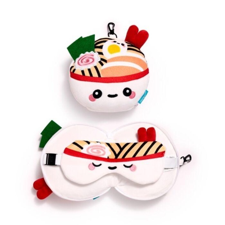 Perna de calatorie PUCKATOR Foodiemals Nori Ramen, cu masca pentru ochi, din plus moale, multicolor